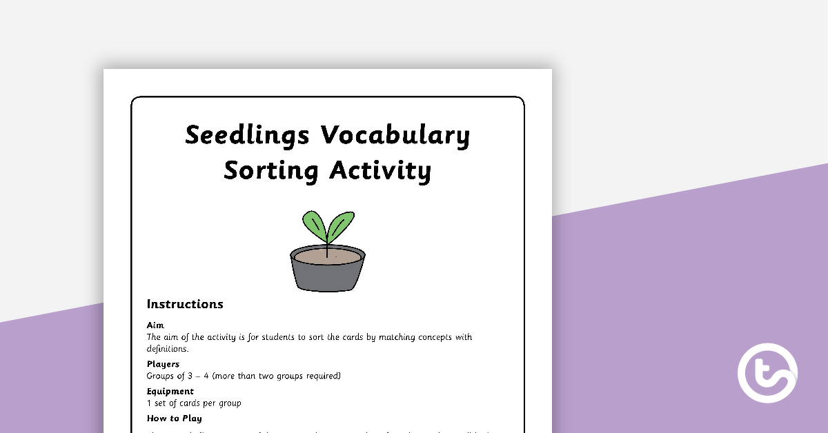 Preview image for Seedlings Vocabulary Sorting Activity - teaching resource