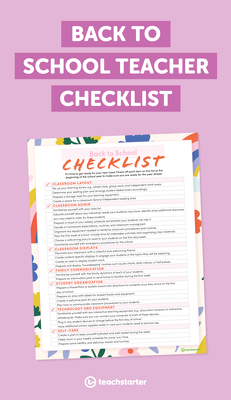 Thumbnail of Back to School Checklist for Teachers - teaching resource