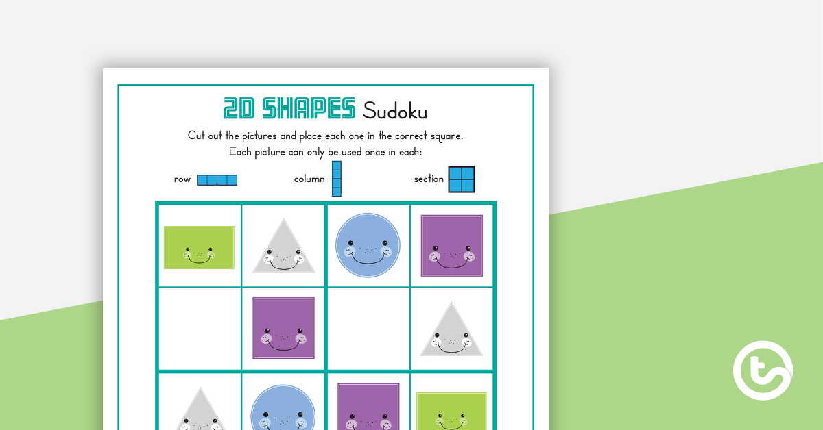 Preview image for 3 x Picture Sudoku Puzzles - 2D Shapes - teaching resource
