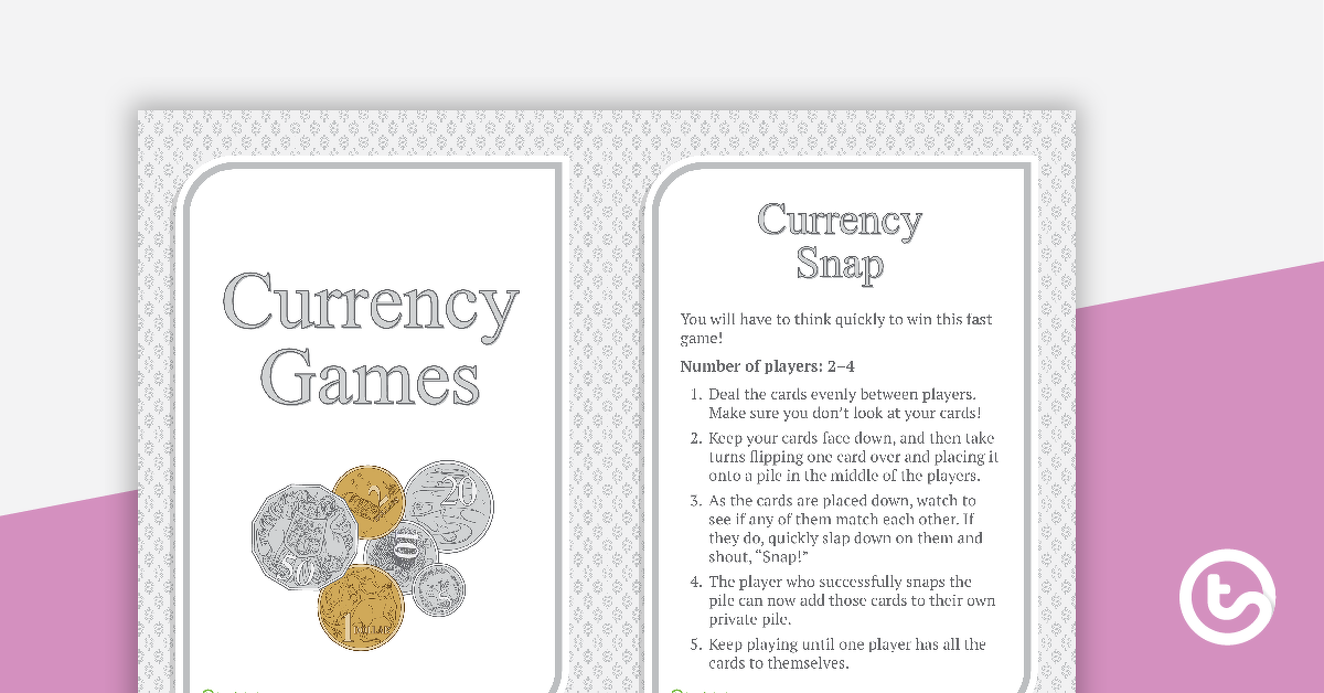 预览图像的钱卡游戏(澳大利亚货币)-硬币-教学资源