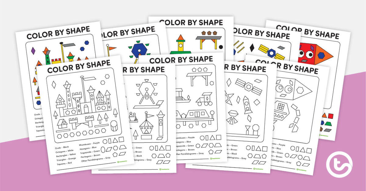 Preview image for Color by 2-D Shape – Activity Sheets - teaching resource