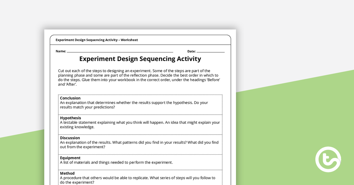 Preview image for Experiment Design Sequencing Activity - teaching resource