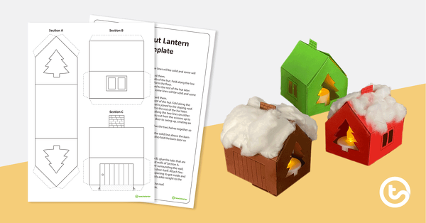 Preview image for Christmas Hut Lantern Craft Template - teaching resource