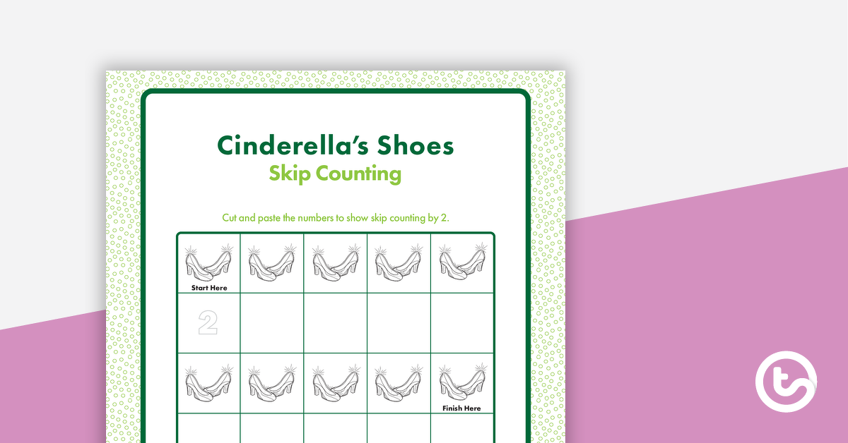预览图像为灰姑娘的鞋子:计数2 -剪切和粘贴工作表的教学资源