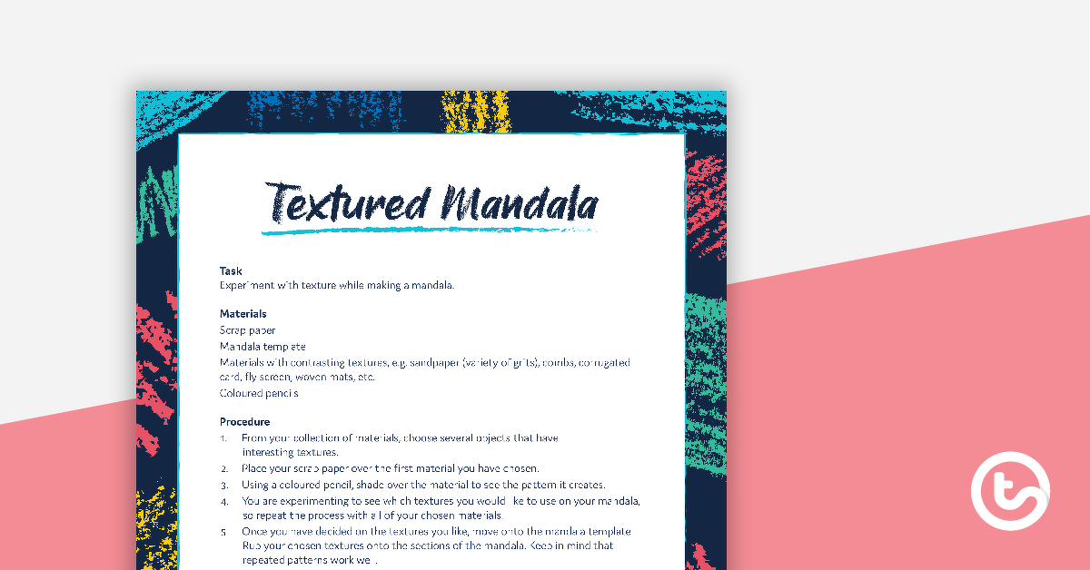 Preview image for Textured Mandala Template - teaching resource