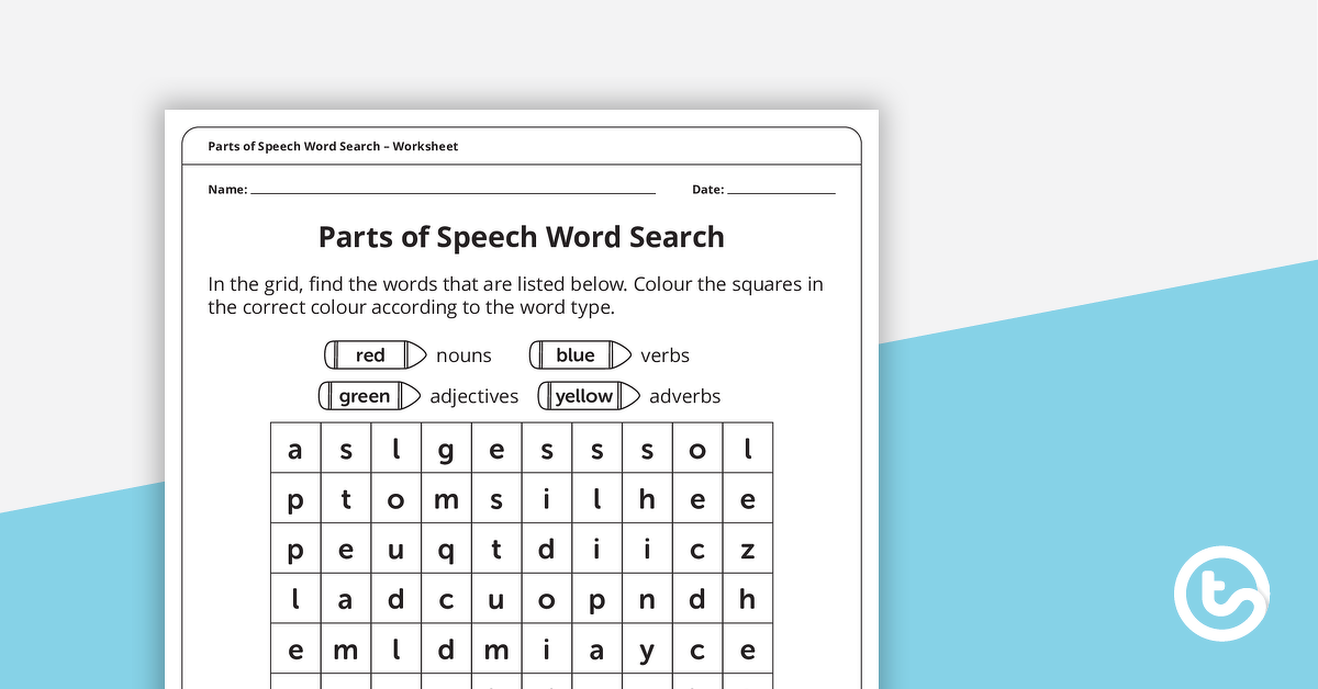 Preview image for Parts of Speech Word Search (Nouns, Adjectives, Verbs and Adverbs) – Worksheet - teaching resource