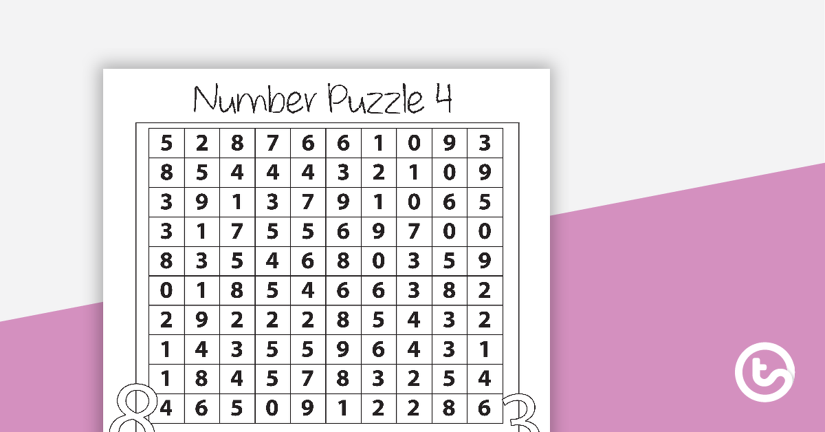 Preview image for Number Puzzle with Solution - 4 - teaching resource