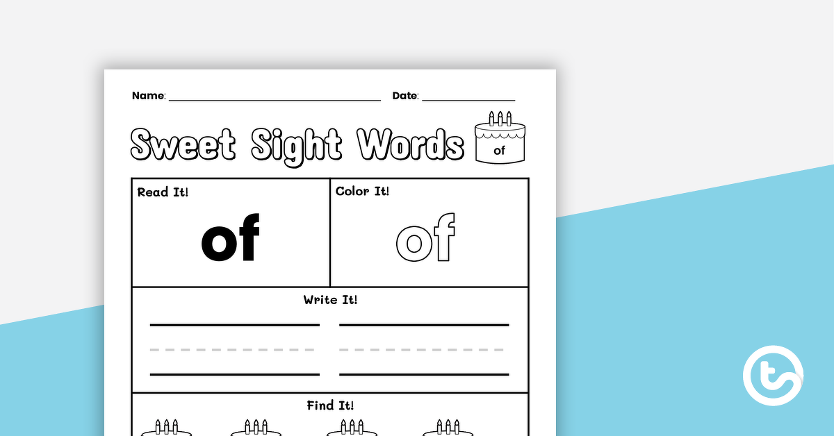 Preview image for Sweet Sight Words Worksheet - OF - teaching resource