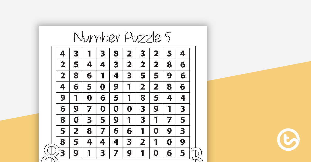 Preview image for Number Puzzle with Solution - 5 - teaching resource