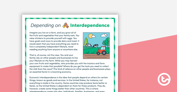 Preview image for Economic Interdependence – Comprehension Task - teaching resource