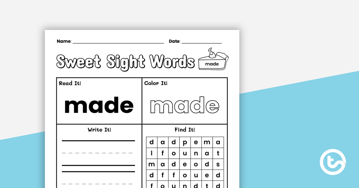 Preview image for Sweet Sight Words Worksheet - MADE - teaching resource