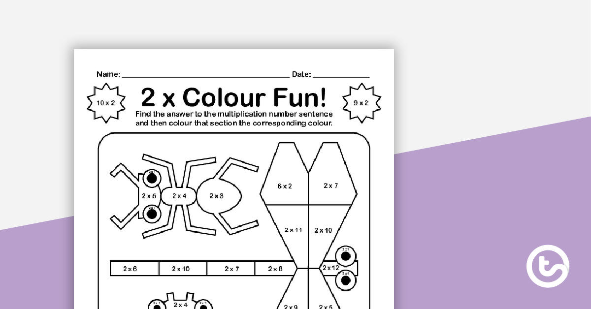 Preview image for Colour by Number - 2 x Multiplication Facts - teaching resource
