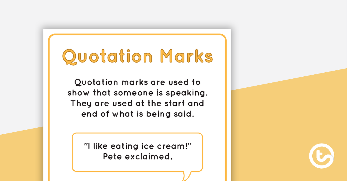 Preview image for Quotation Marks Punctuation Poster - teaching resource