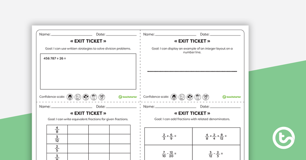 year 6 numeracy exit tickets worksheets teach starter