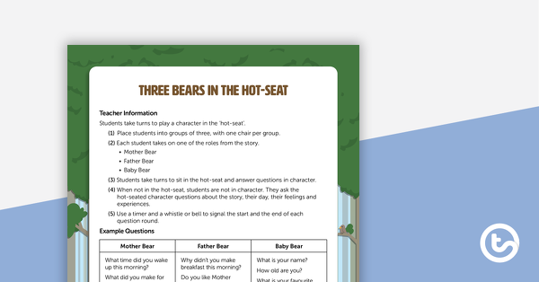在热座位中的三只熊的预览图像 - 角色扮演活动 - 教学资源