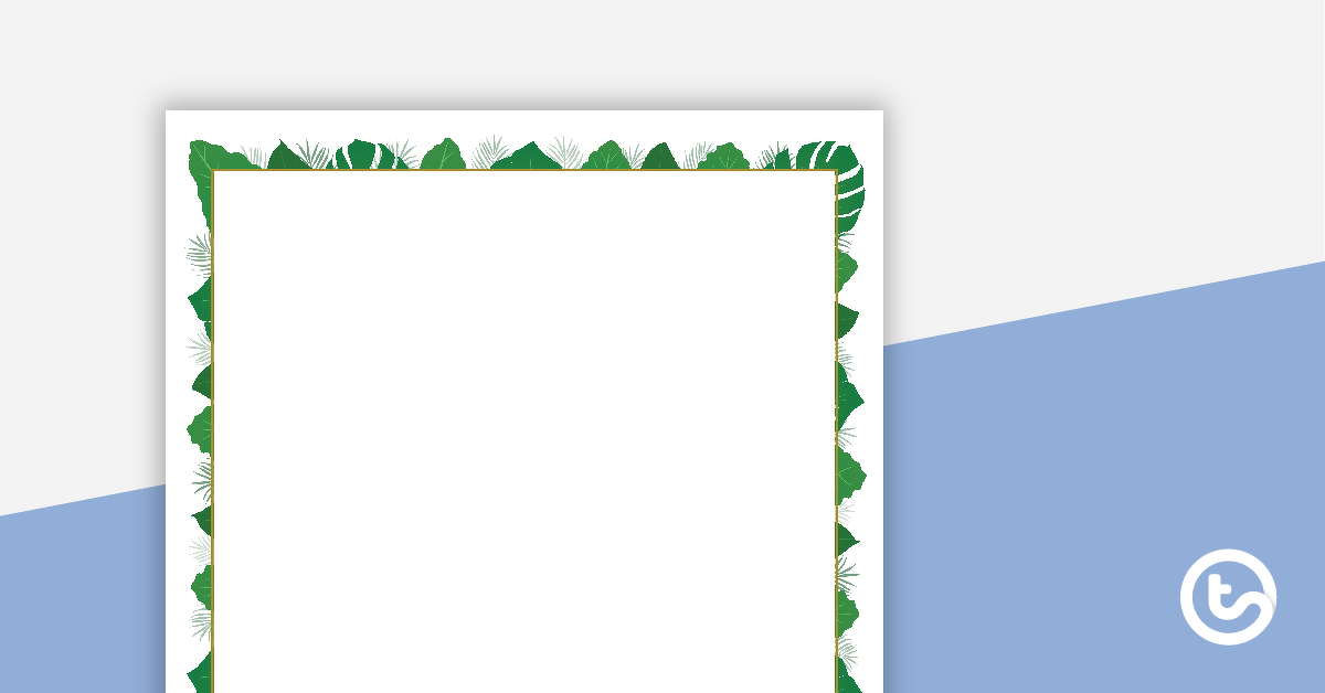 Preview image for Lush Leaves White - Portrait Page Borders - teaching resource