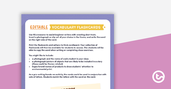 Thumbnail of Editable Vocabulary Flashcards - teaching resource