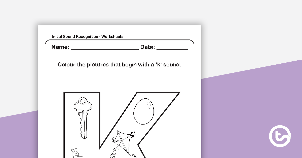 initial sound recognition worksheet letter k teach starter
