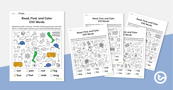 Thumbnail of Read, Find, and Color – CVC Words - teaching resource
