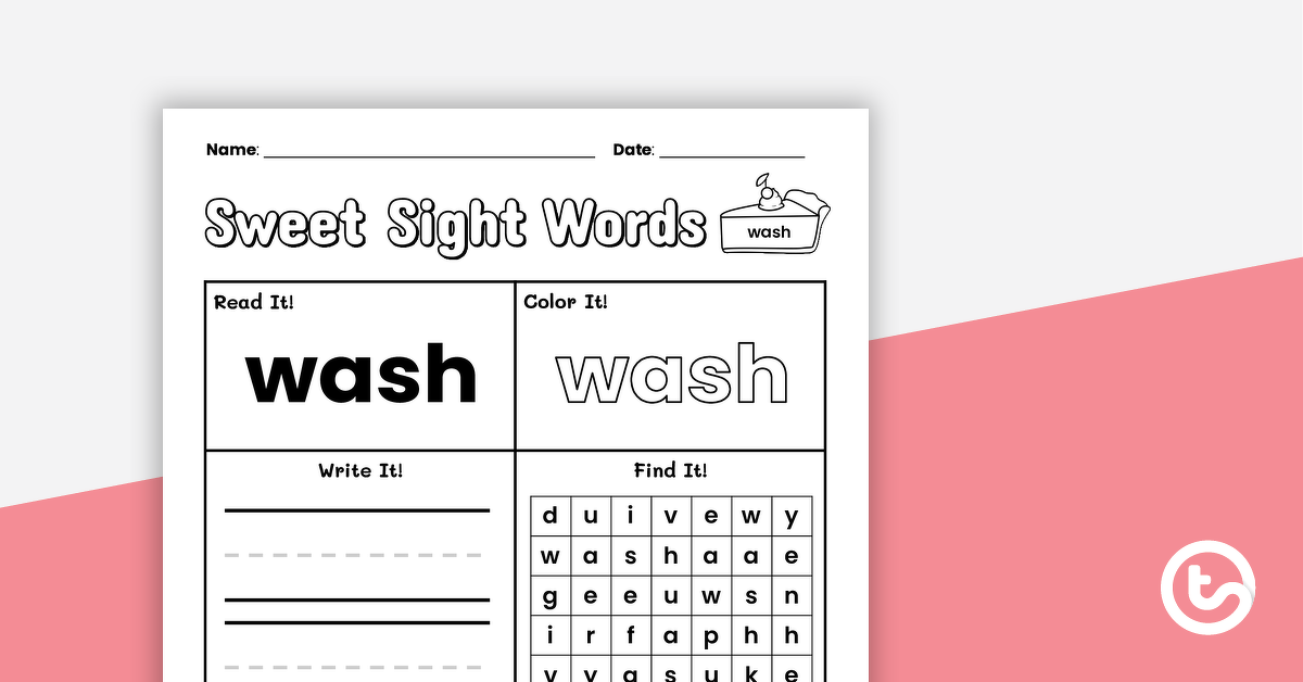 Preview image for Sweet Sight Words Worksheet - WASH - teaching resource