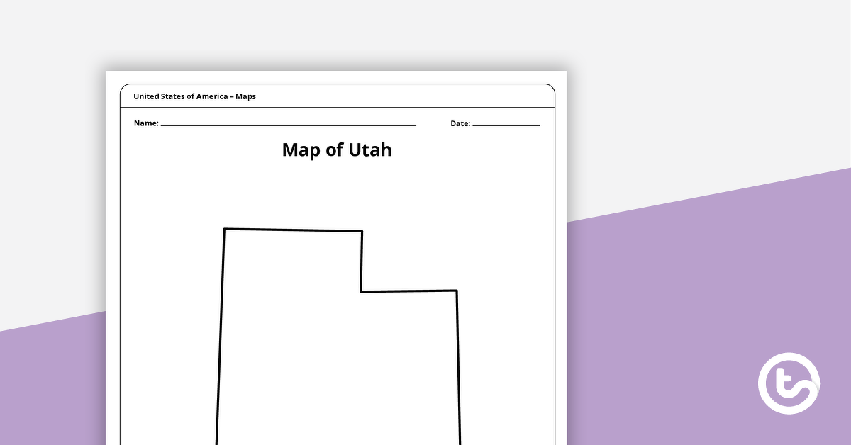 犹他州模板地图预览图像 - 教学资源