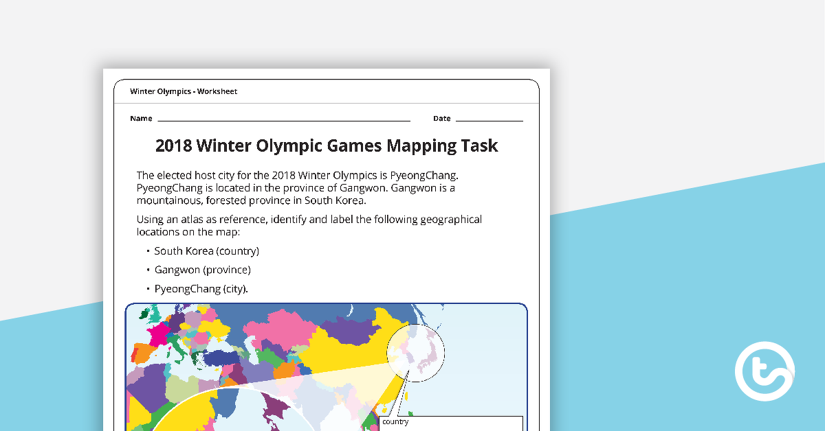 预览图像为2018年冬季奥运会地图任务工作表-教学资源