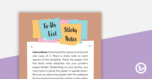 粘滞Notes模板的预览图像 - 待办事项列表 - 教学资源