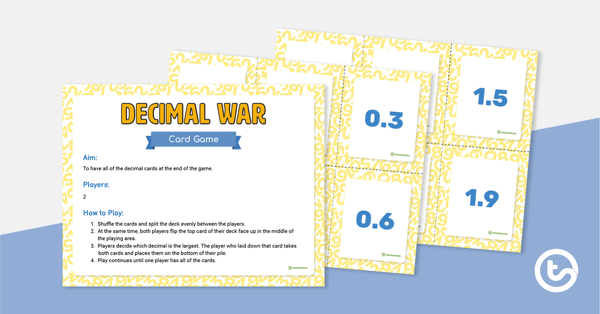 Preview image for Decimal War Card Game - teaching resource