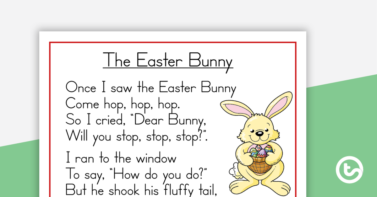 复活节兔子诗的预览图像 - 海报和剪裁页 - 教学资源