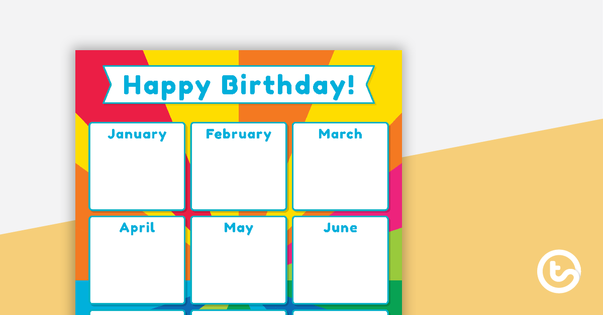 Preview image for Rainbow Starburst - Happy Birthday Chart - teaching resource