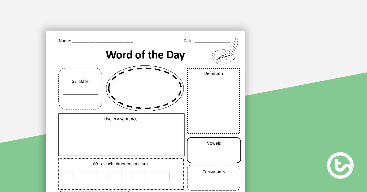 Preview image for Word Of The Day Worksheet - teaching resource