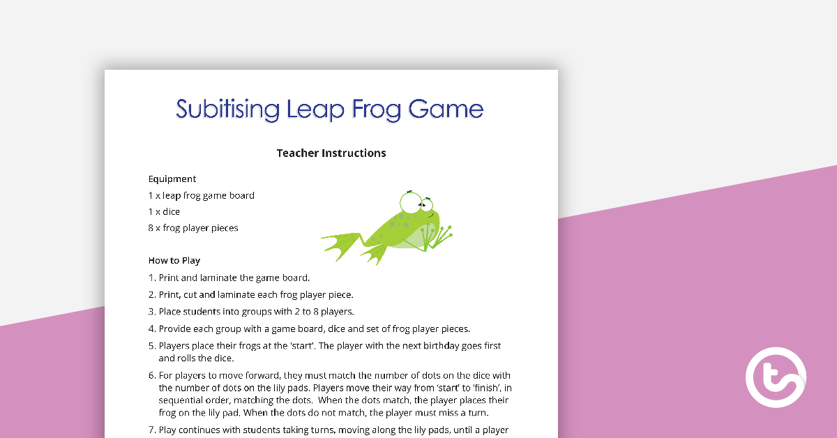 Preview image for Subitising Leap Frog Game - teaching resource