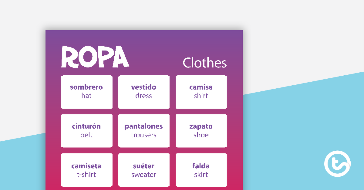 Preview image for Clothes - Spanish Language Poster - teaching resource