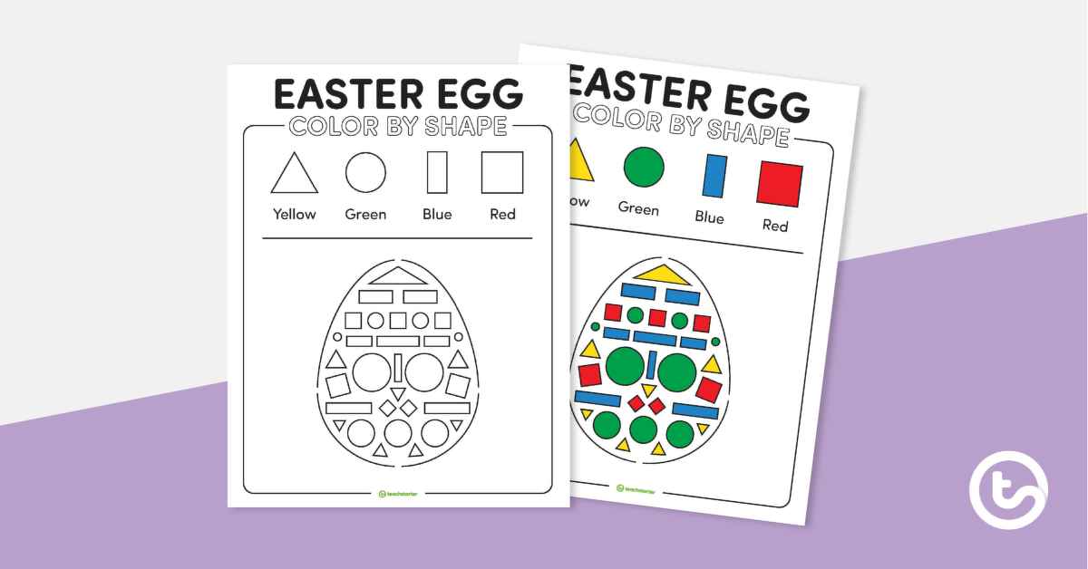 Preview image for Color by 2-D Shape - Easter Egg - teaching resource