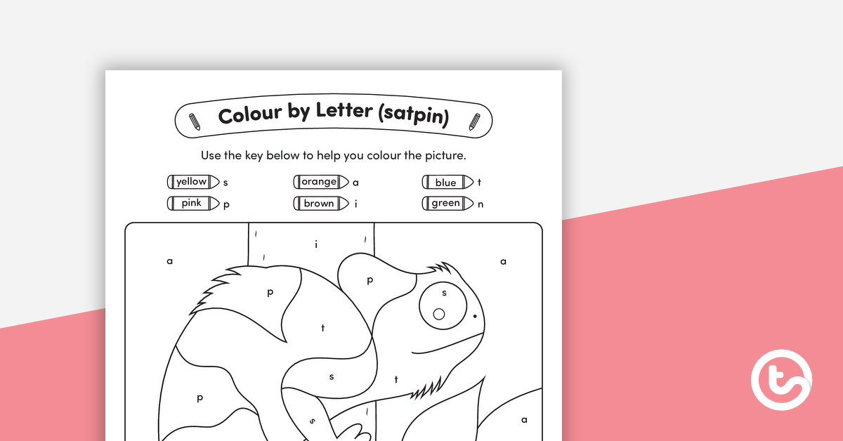Preview image for SATPIN Colour by Letter - Chameleon - teaching resource