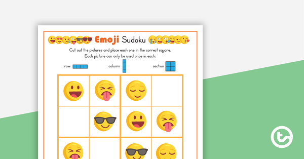 3 x图片的预览图像Sudoku难题 - 表情符号 - 教学资源