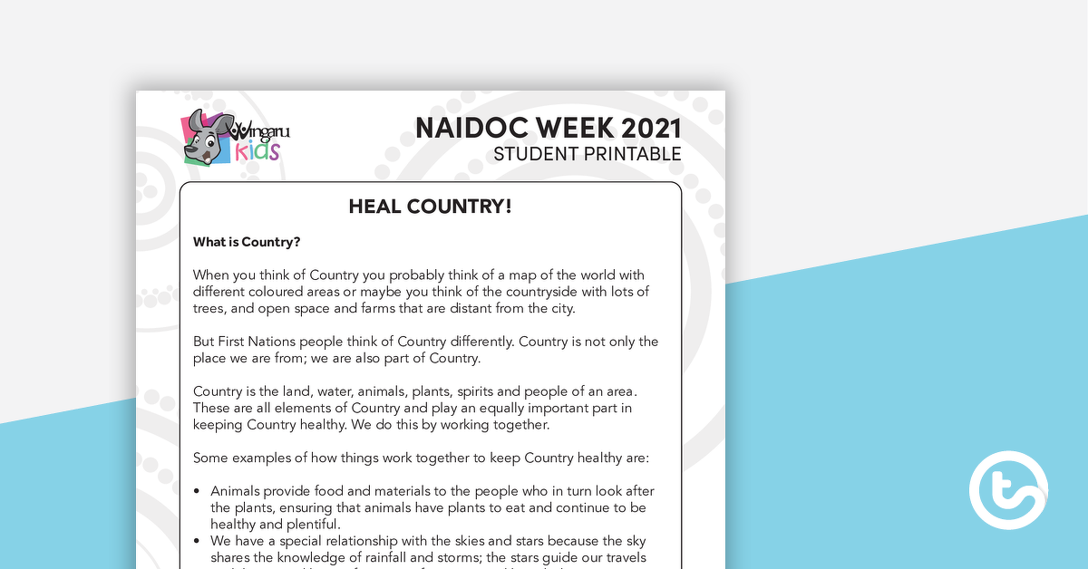 NAIDOC 2021的预览图像 - 治愈国家！学生信息表- teaching resource