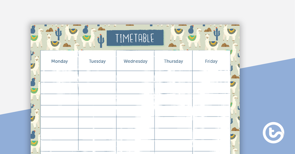 Thumbnail of Llama and Cactus - Weekly Timetable - teaching resource
