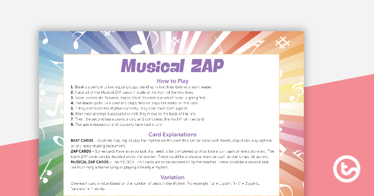 预览映像的音乐ZAP游戏 - 仅限注释 - 教学资源