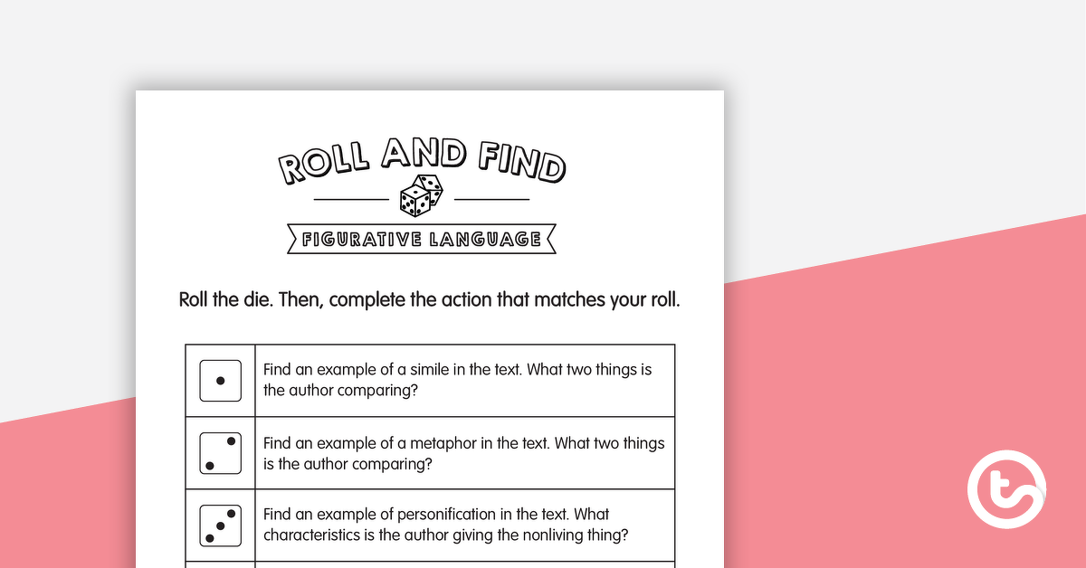 Preview image for Roll and Find – Figurative Language - teaching resource