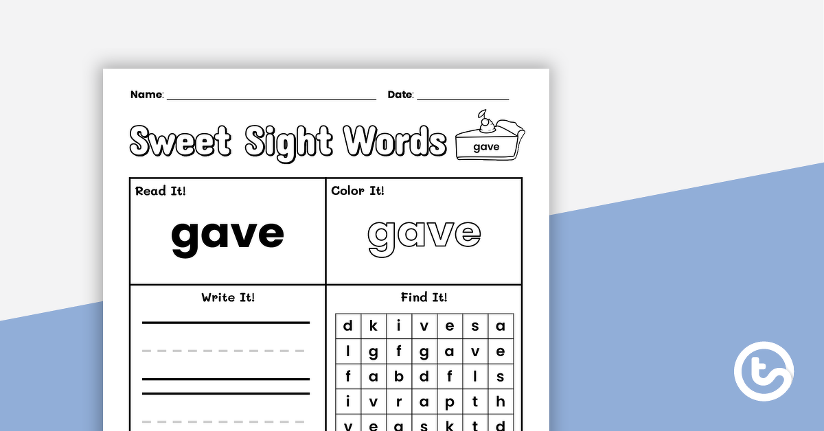 Preview image for Sweet Sight Words Worksheet - GAVE - teaching resource