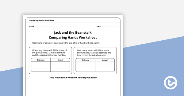 Jack和Beanstalk的预览图像 - 非正式测量工作表 - 教学资源