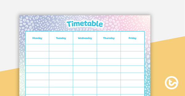 Thumbnail of Pastel Dreams – Weekly Timetable - teaching resource