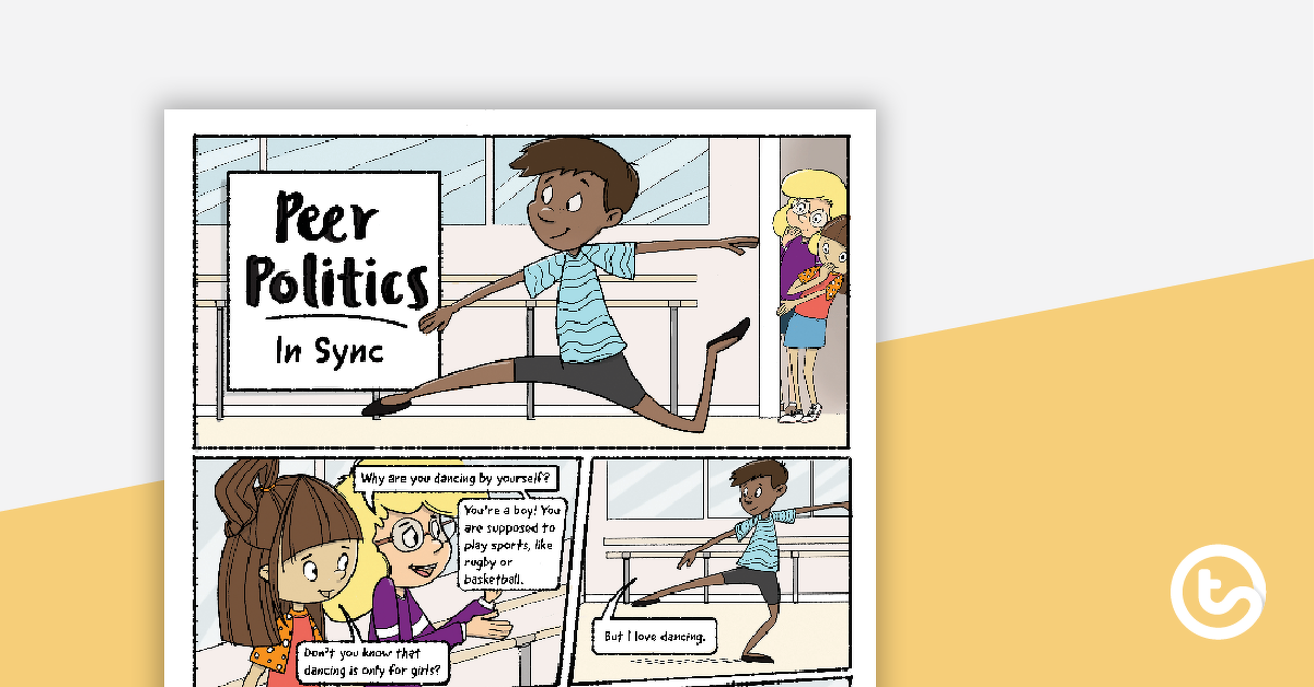 Preview image for Comic – Peer Politics: In Sync – Comprehension Worksheet - teaching resource