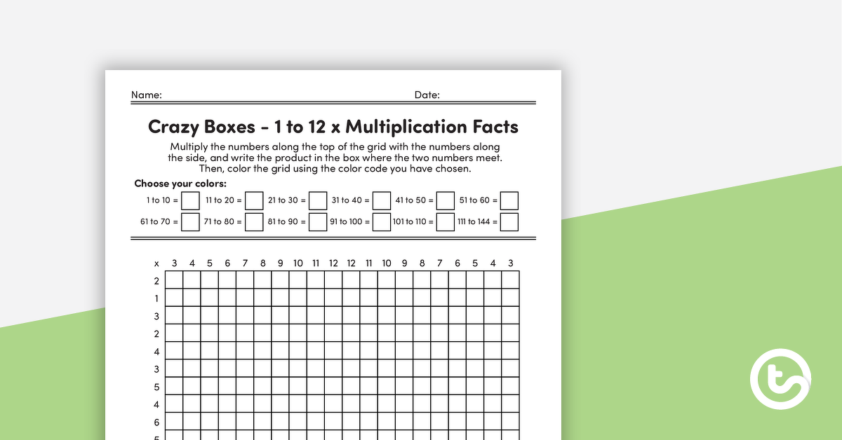 Preview image for Crazy Boxes – Multiplication Facts 1 to 12 - teaching resource