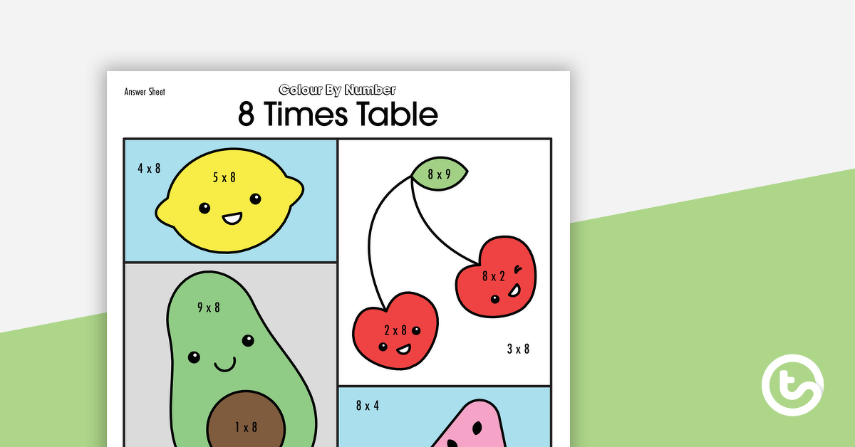 Preview image for Colour By Number Worksheet - 8 Times Tables - teaching resource