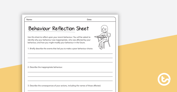 Thumbnail of Behaviour Reflection Sheet (Upper Primary) - teaching resource