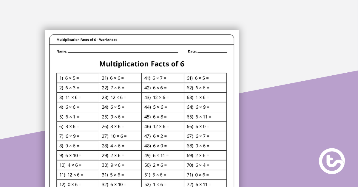 Preview image for Multiplication and Division Speed Drill Worksheets – Facts of 6 - teaching resource
