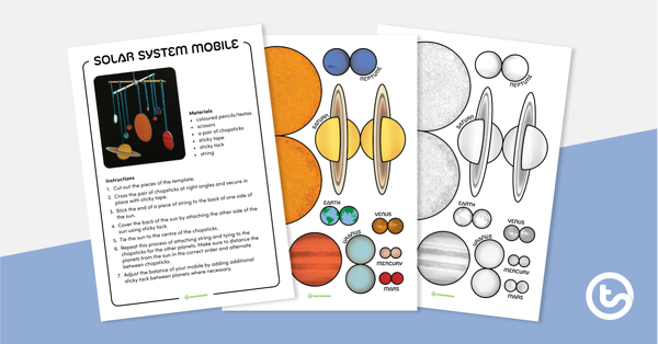 Preview image for Solar System Mobile – Craft Activity - teaching resource