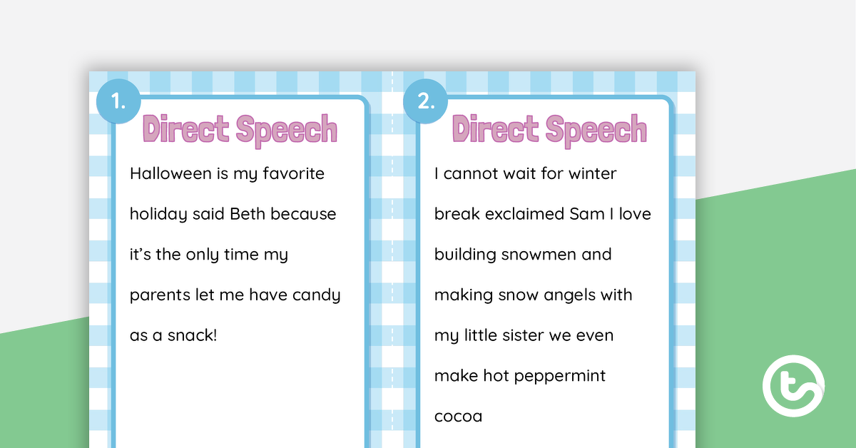 Preview image for Direct Speech Task Cards - teaching resource